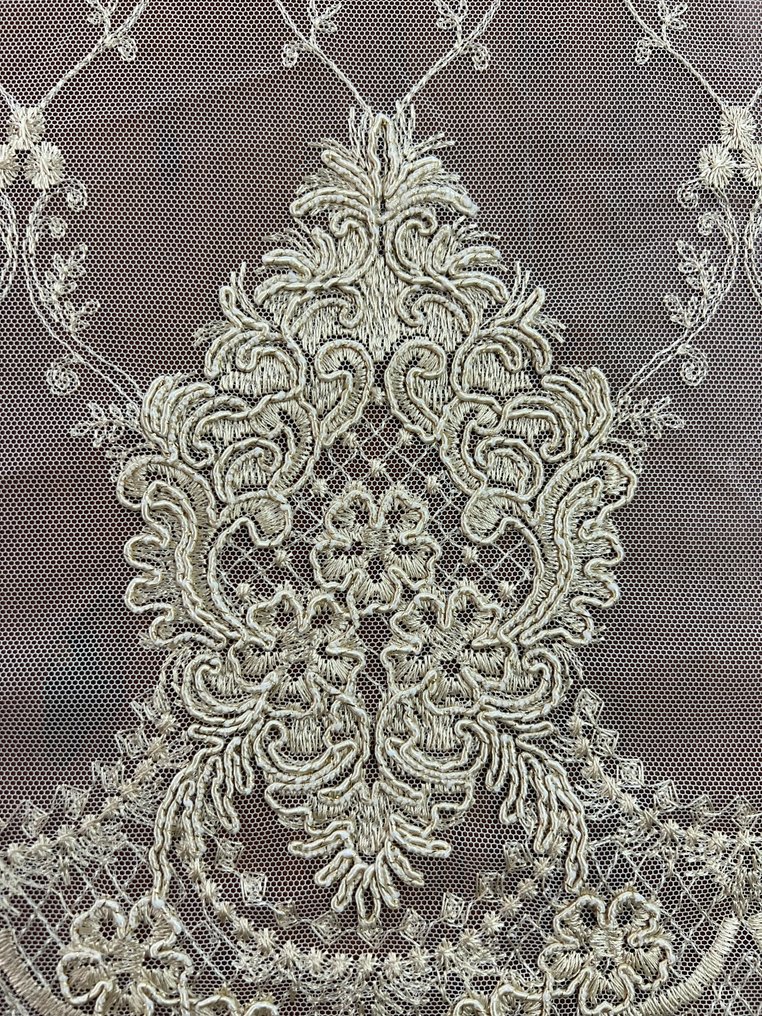 一对法式蕾丝纱帘，全部手工刺绣 - 窗帘面料  - 260 cm - 200 cm #2.1