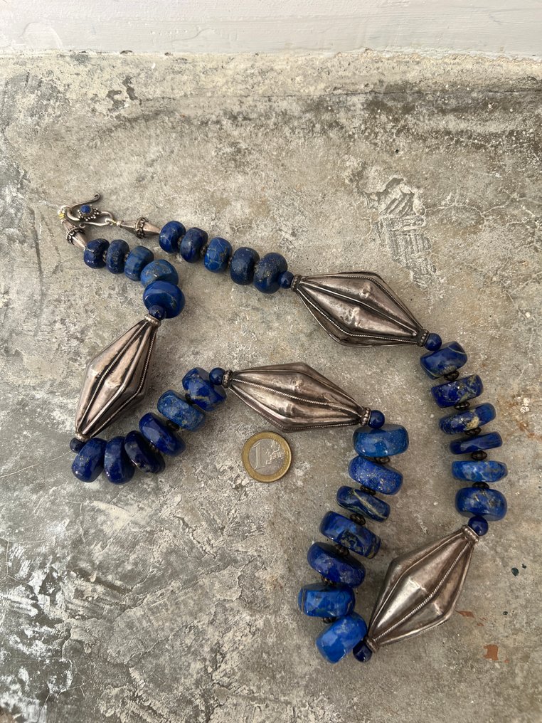 纯银古董项链，925纯银与天然青金石——360克 - 銀 - 阿富汗 #2.1