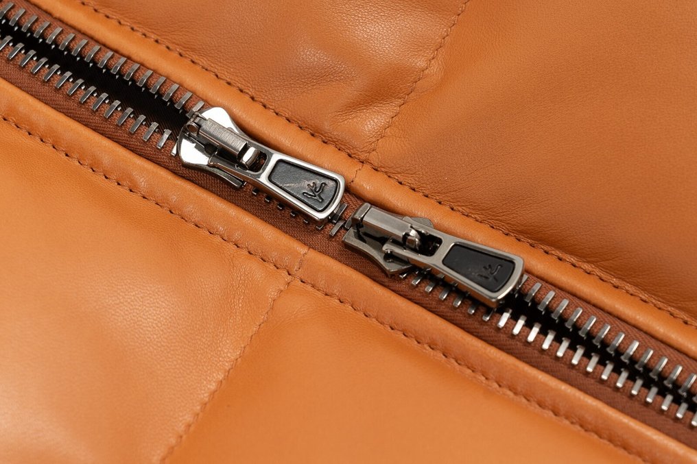 RRP 4800€ ISAIA Cognac Puffer Vest Jacket Ultra Soft Lambskin Leather - 48 IT - Jacket - New with tags #4.3