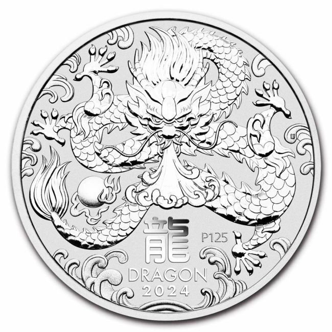 Australia. 2024 1 Kilo $30 AUD Australian Silve Lunar Year of the Dragon Coin BU (In Capsule) #1.0