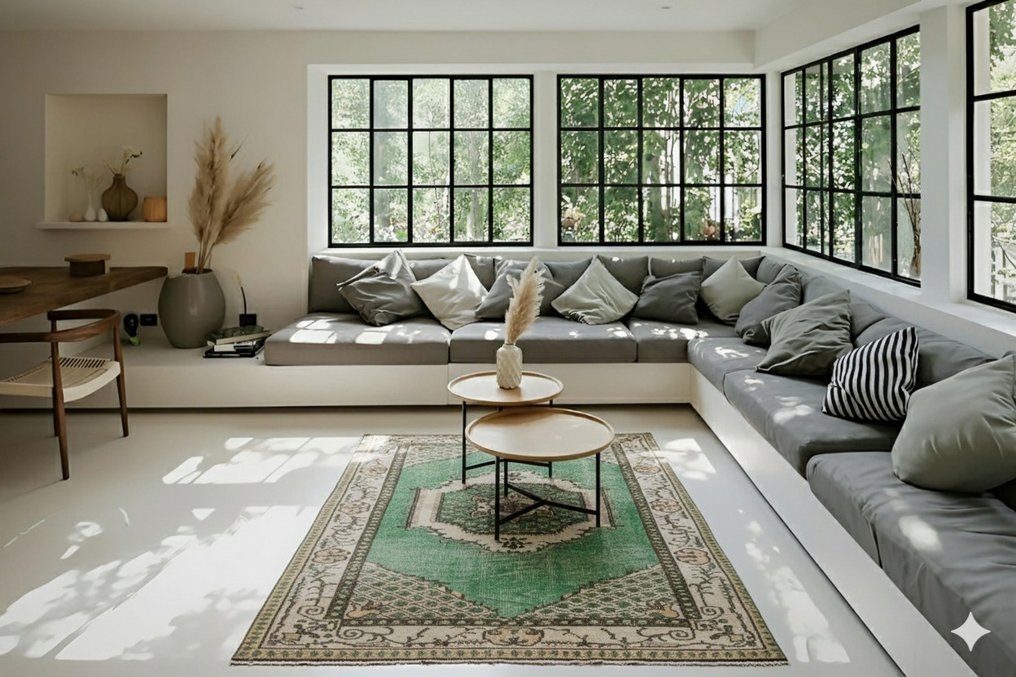 绿色复古 - 小地毯 - 205 cm - 110 cm - √ 手工 √ 证书 #1.0