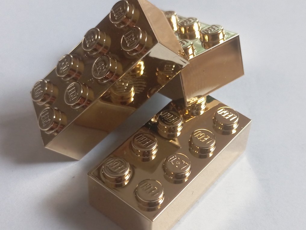 LEGO Bricks - 100x Lego bricks 2x4 in Chrome Gold - new #1.0