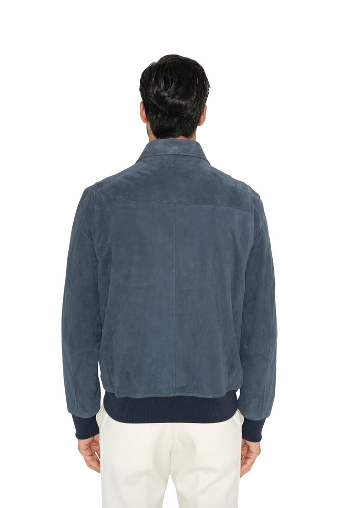 RRP 5800€ ISAIA NAPOLI Slate Blue Bomber Jacket 100% Lambskin Leather - 48 IT - Μπουφάν bomber - New with tags #1.0