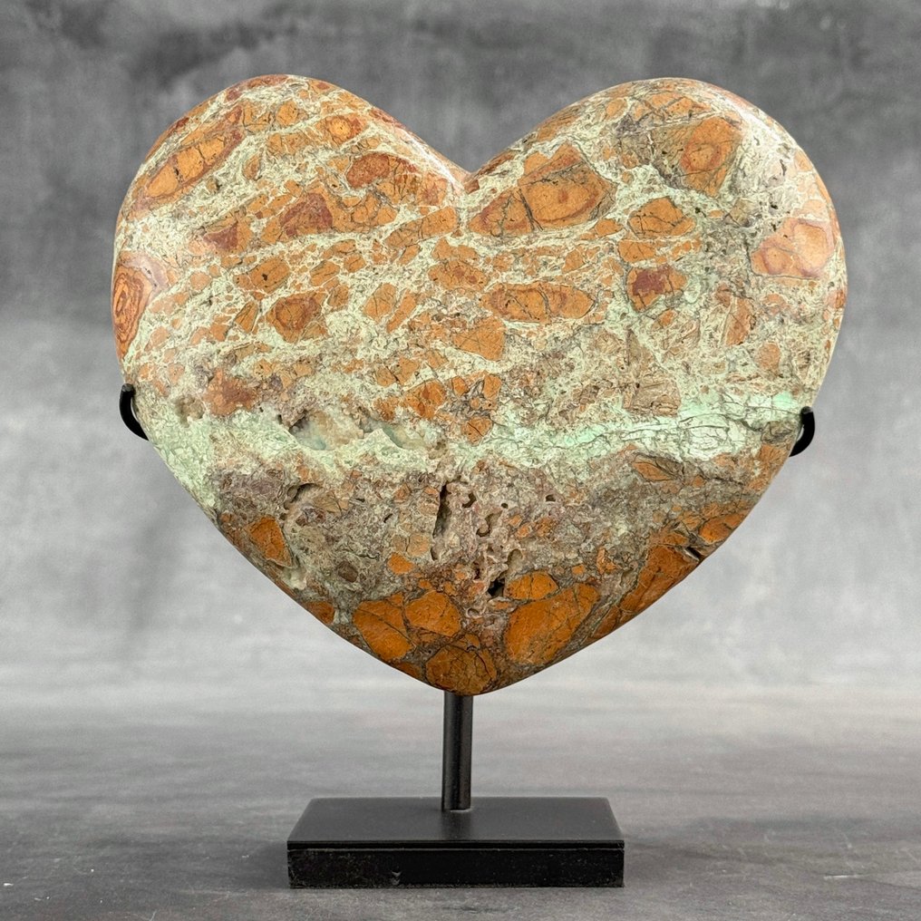 NO RESERVE PRICE - Wonderful Pair of Green Smithsonite Heart-Shaped on custom stands- 3300 g - (2) #1.0