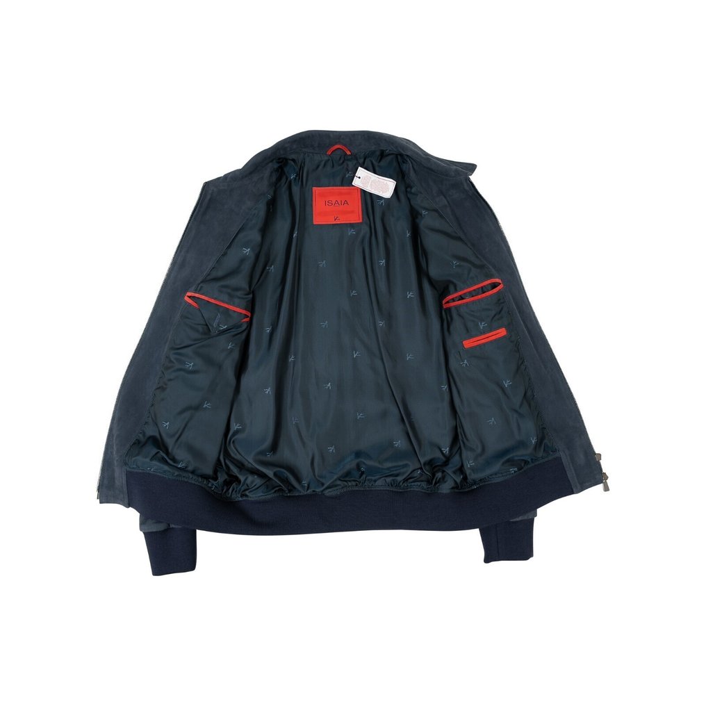 RRP 5800€ ISAIA NAPOLI Slate Blue Bomber Jacket 100% Lambskin Leather - 48 IT - Μπουφάν bomber - New with tags #2.1