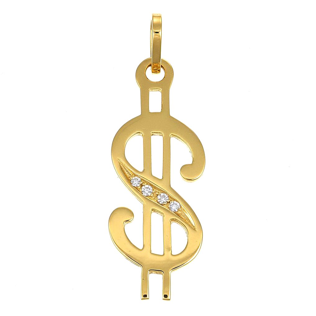 Anhänger - 18 kt Gelbgold -  0.04ct. tw. Diamant (Natürlich)  #1.0