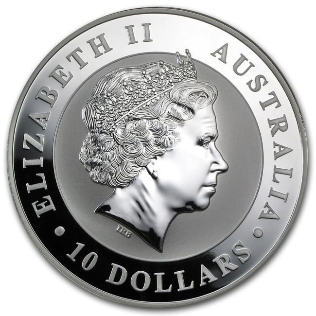 Αυστραλία. 10 Dollars 2011 10 oz $10 AUD Australian Silver Kookaburra Coin #1.0