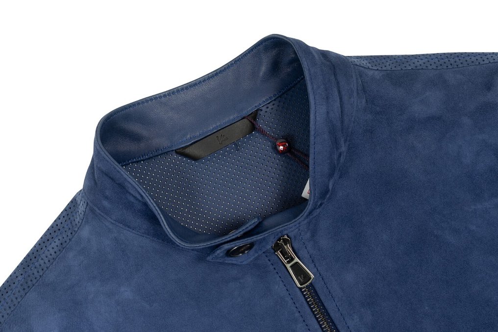 RRP 5500€ ISAIA Royal Blue Perforated Jacket Leather Suede Lambskin - 48 IT - 夹克 - 带标签的新品 #3.2