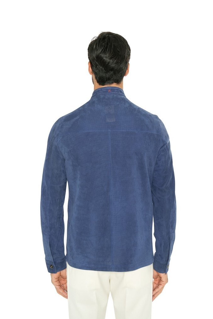 RRP 5500€ ISAIA Royal Blue Perforated Jacket Leather Suede Lambskin - 48 IT - 夹克 - 带标签的新品 #1.0