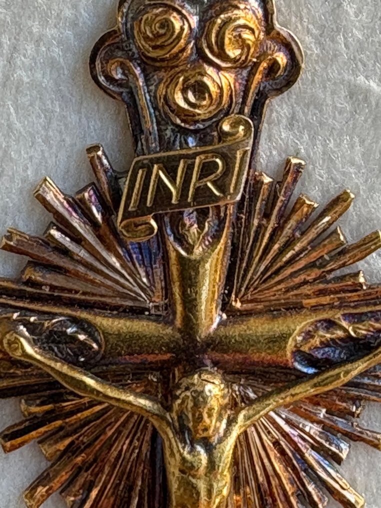 十字架吊墜 - 18 克拉 玫瑰金 - 18K玫瑰金十字架 #1.0