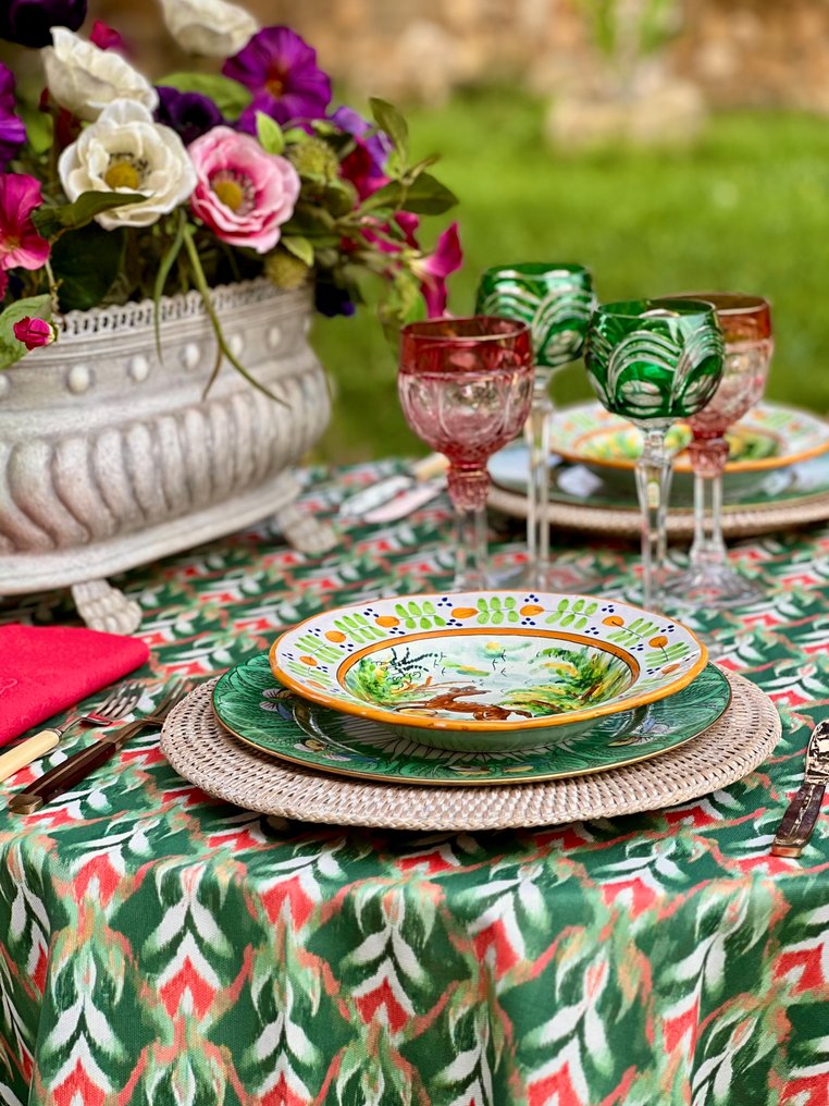 奥斯曼桌布，带有伊卡特风格图案，适用于宽大的桌子。 - 桌布  - 270 cm - 180 cm #1.0