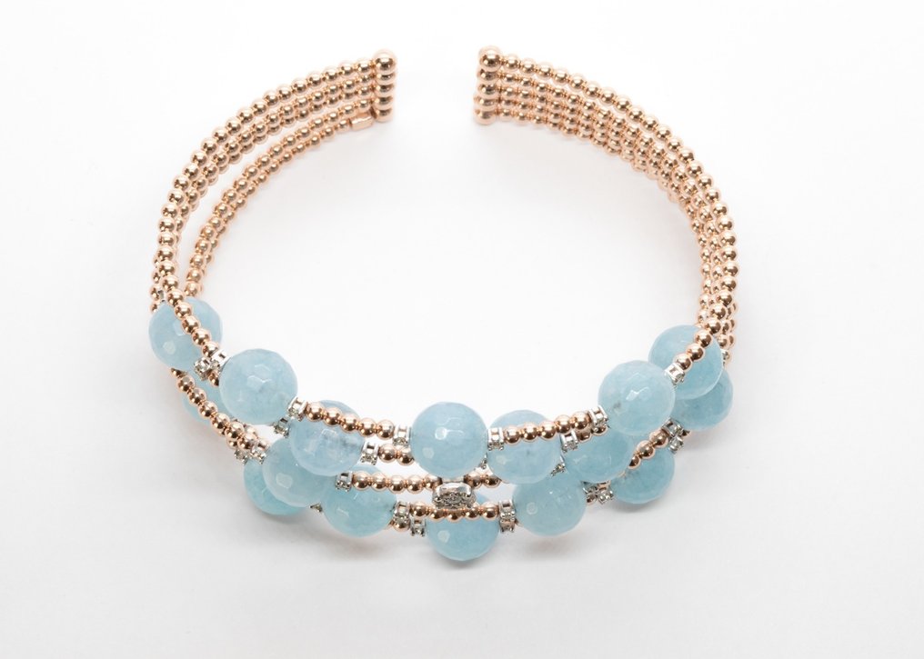 Βραχιόλι - 18 καράτια Κίτρινο χρυσό -  37.80ct. tw. Ακουαμαρίνης - Διαμάντι #4.3