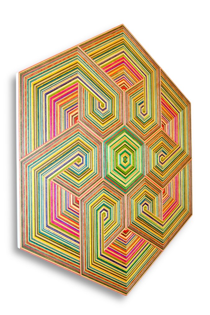 Danilo Nedić - Focused Skateboard Woodworks - "Ruggamuffin" ~ 2025 - ArtDecko Wall Art - recycled skateboards #1.0