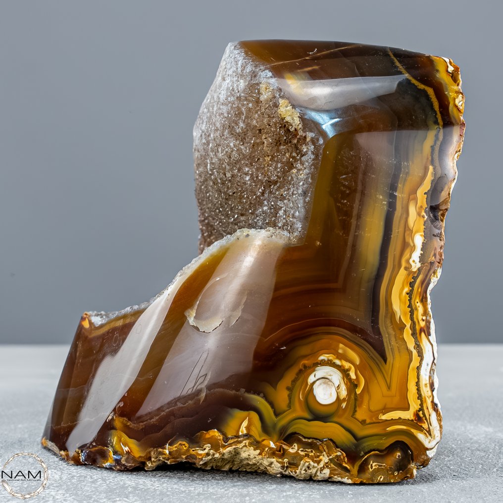 Agate druzy with chalcedony – sparkling depth and harmonious layering Freeform- 812.51 g #4.3