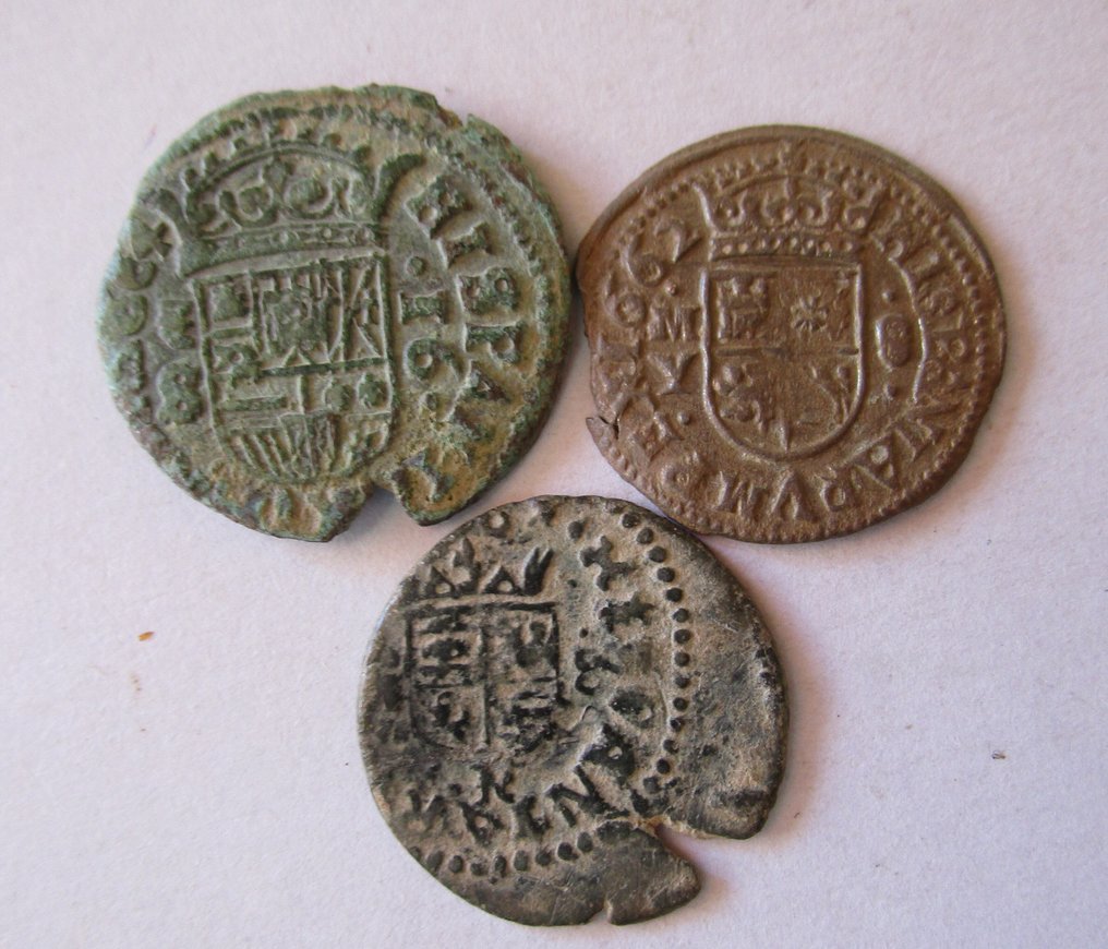 西班牙. 费利佩四世. 8 & 16 Maravedís acuñadas en diferente años y cecas (没有保留价) #1.0