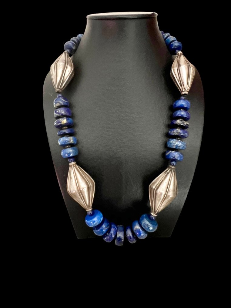 纯银古董项链，925纯银与天然青金石——360克 - 銀 - 阿富汗 #1.0