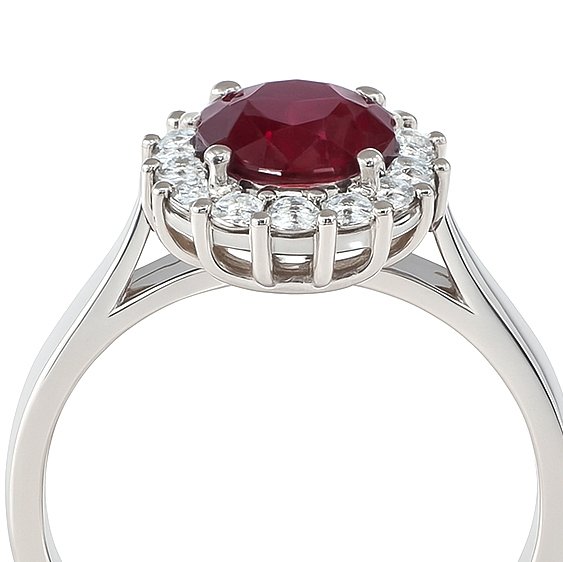 Bague - 18 carats Or blanc - 1.15ct. tw. Rubis - Diamant #1.0