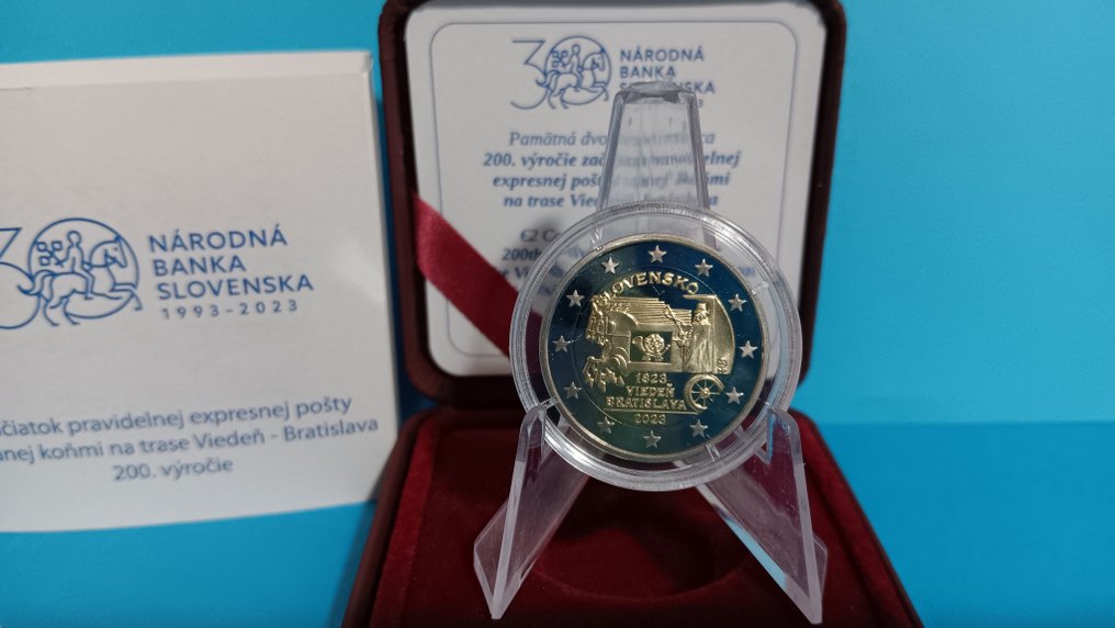 Slowakije. 2 Euro 2023 "Stagecoaches Vienna-Bratislava" Proof (Zonder minimumprijs) #1.0