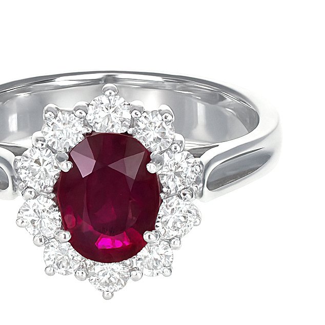 Bague - 18 carats Or blanc - 1.15ct. tw. Rubis - Diamant #3.2