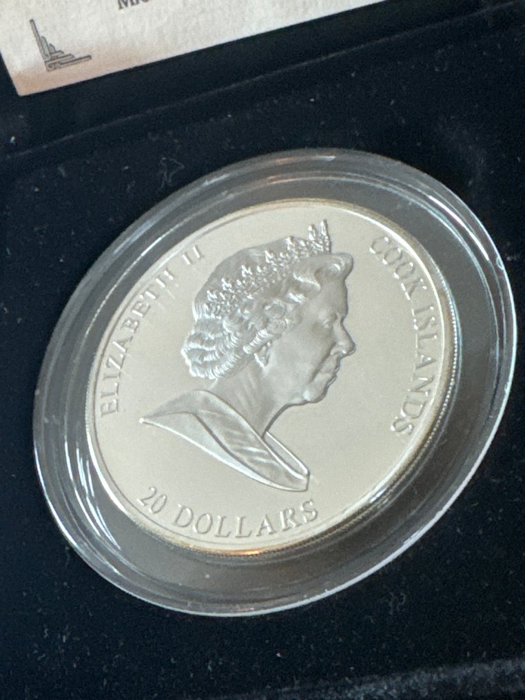 Νήσοι Κουκ. 20 Dollars 2008 Masterpieces of Art - Michelangelo - Creation of Adam, 3 Oz (.999) #2.1