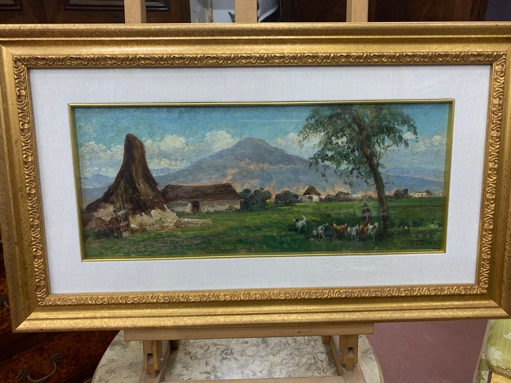 Vincenzo Canino (1892-1978) - Caprette al pascolo, campagna laziale #1.0