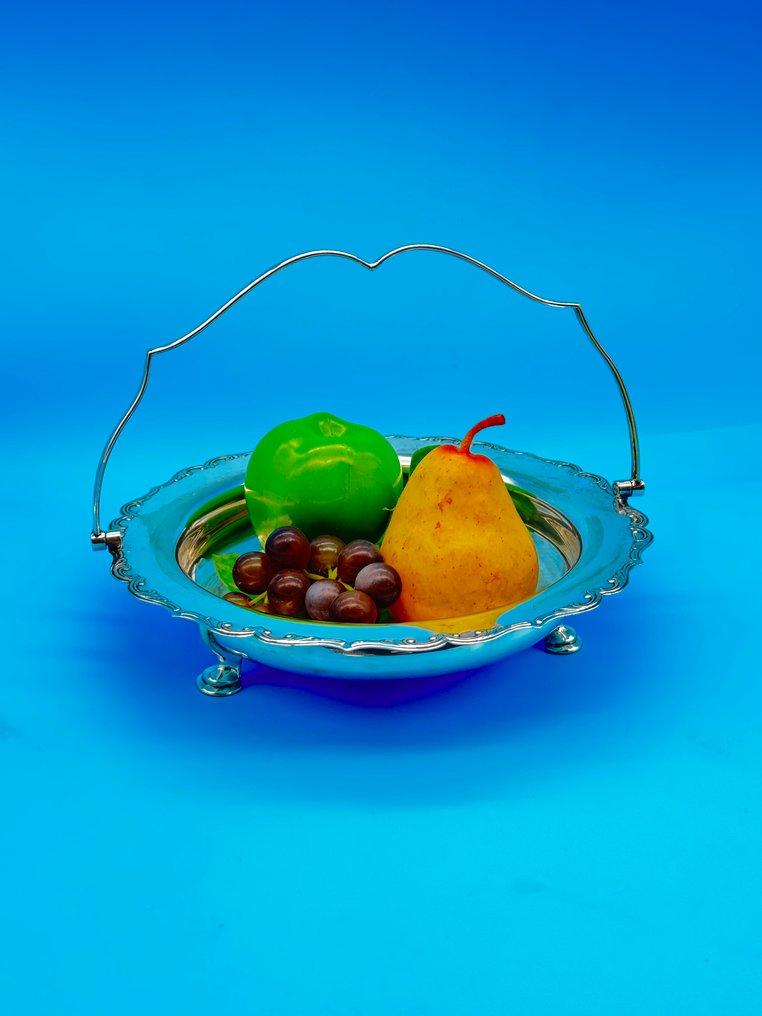 Vintage EPNS Silver-Plated Dish – Sheffield – Ornate Handle & Tripod Base – Marked 189 - Fruttiera - Placcato argento #4.3