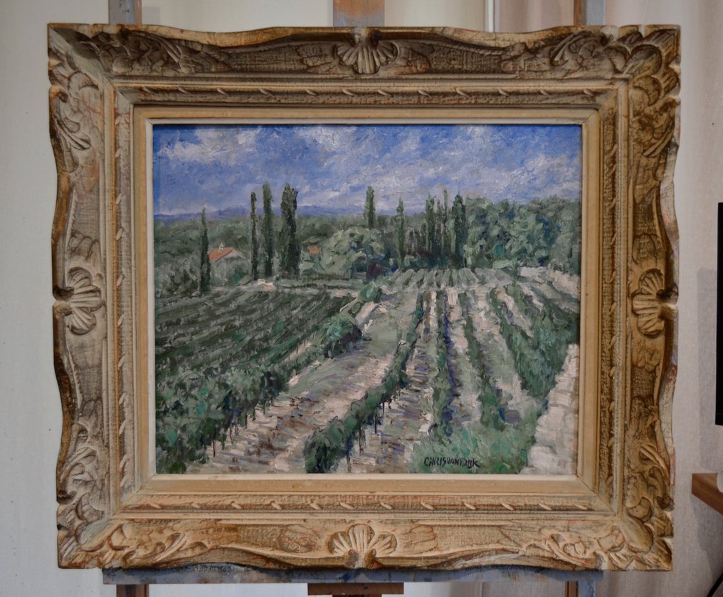 Chris van Dijk (1952) - Impressionist " Village Crozes – Hermitage " #1.0