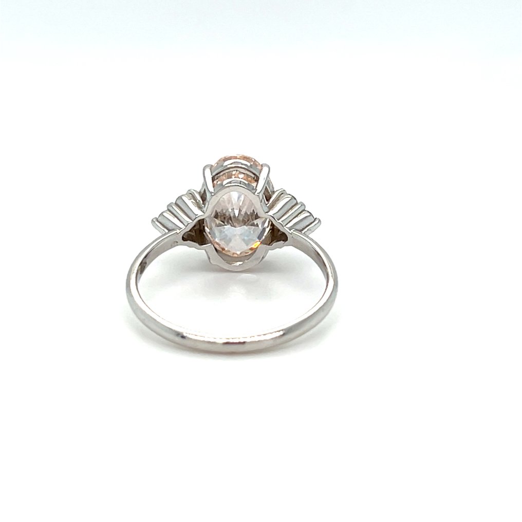 Ring - 14 karat Hvidguld - 3.23ct. tw. Lyserød Diamant (Laboratoriedyrket diamant i fancy farver) - Diamant #4.3