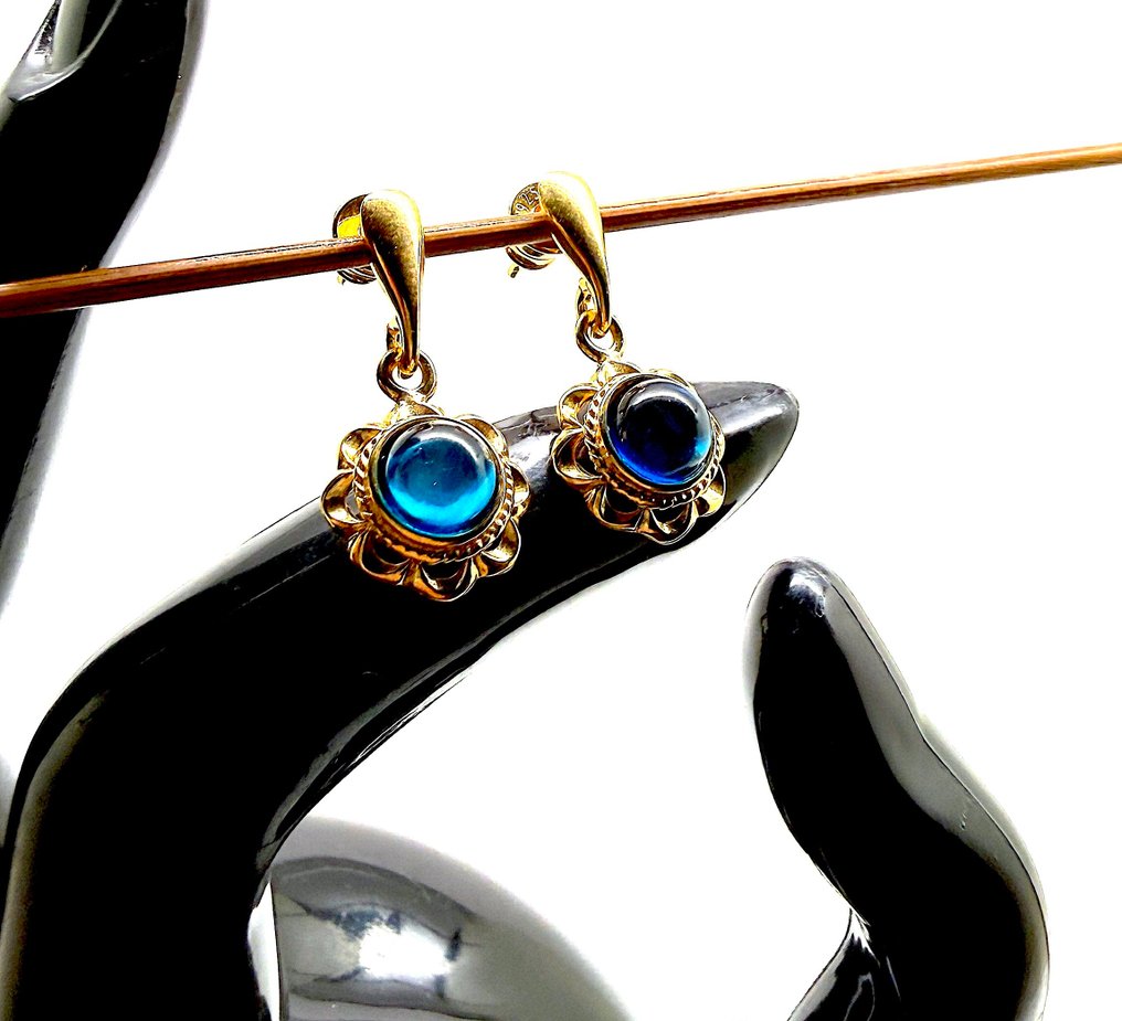 Luonnolliset Itämeren meripihkan korvakorut sterlinghopeaa kullattu - Meripihka - Succinite / fossilized pine tree resin #1.0