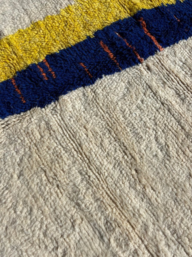 Moroccan Beni Ourain white wool rug with colorful lines - Berber Moroccan modern carpet - Moroccan - Carpet - 290 cm - 200 cm - Handwoven Wool Rug #3.2