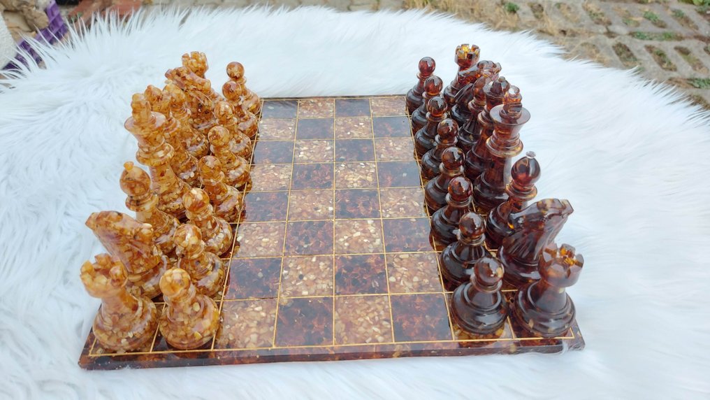 Chess set - Very Big 1832g, Baltic Amber(Lithuania), Resin #1.0