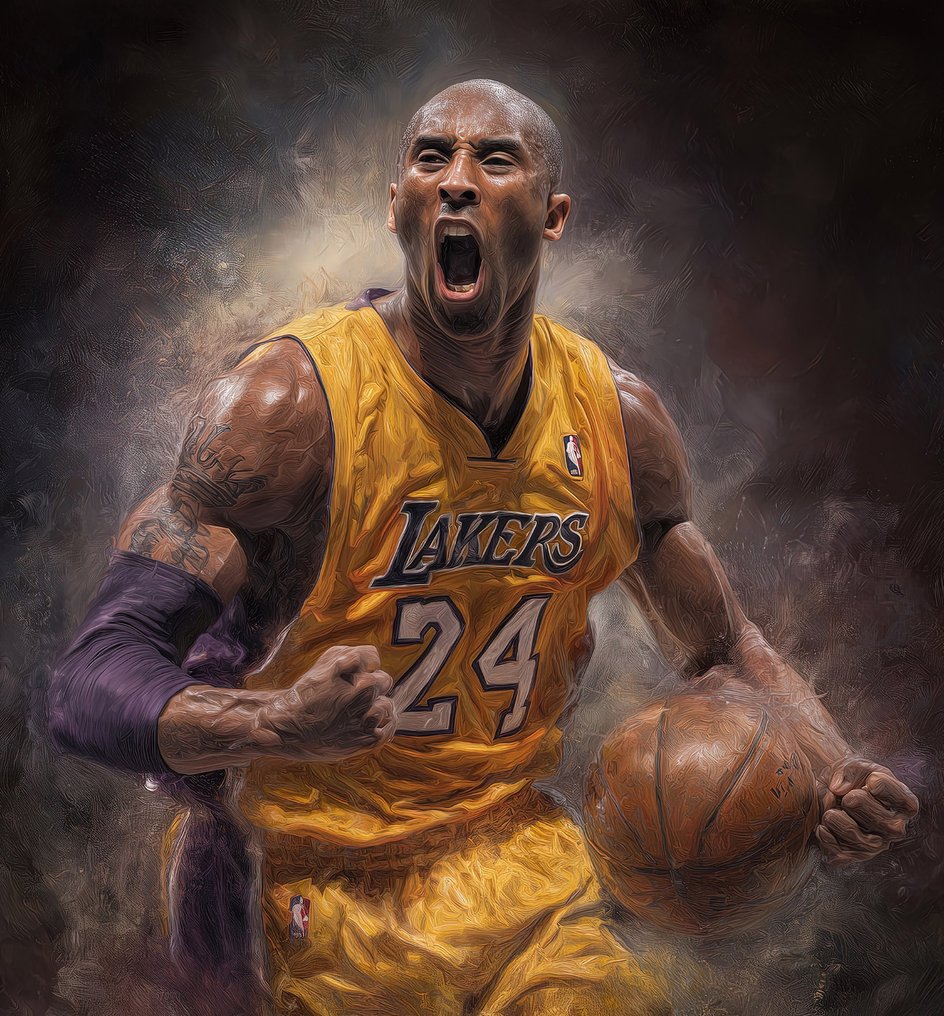 Canvas Fit - Alberto Ricardo - Kobe Bryant: La Mamba Negra en Explosión de Energía #1.0