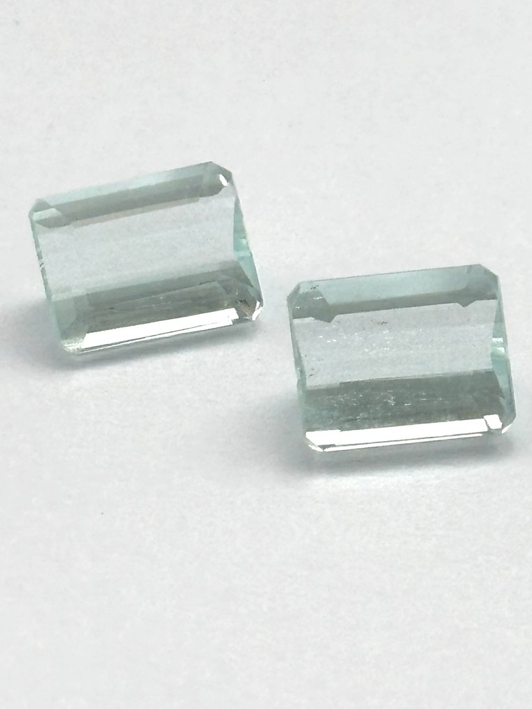 2 pcs Μπλε Ακουαμαρίνης - 6.89 ct - Instituto Gemólogico Español (IGE) #1.0