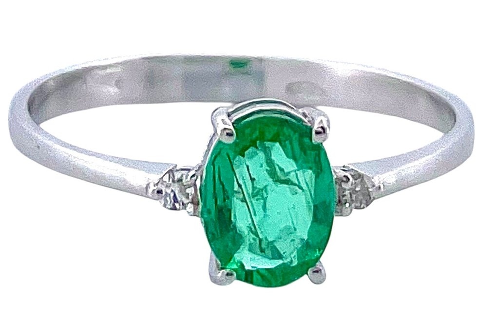 沒有保留價 - 戒指 - 18 克拉 白金 祖母綠 - 鉆石 #3.2