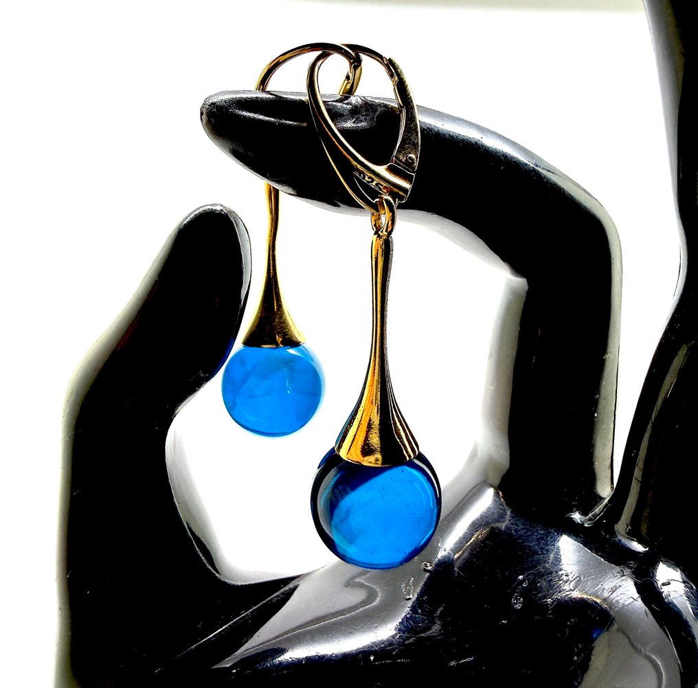 Naturlige baltiske ravøreringe i sterling sølv - Rav - Succinite / fossilized pine tree resin #1.0