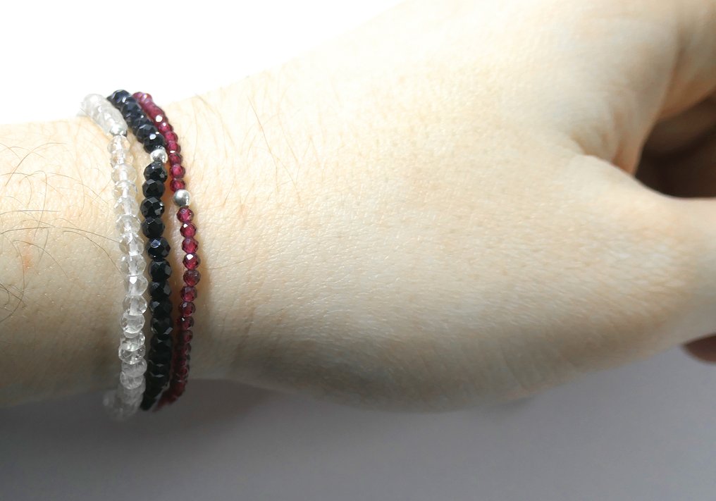 3 x armbånd - kvarts + spinell + granat - 100 % naturlige Smykker- 8.82 g #3.2