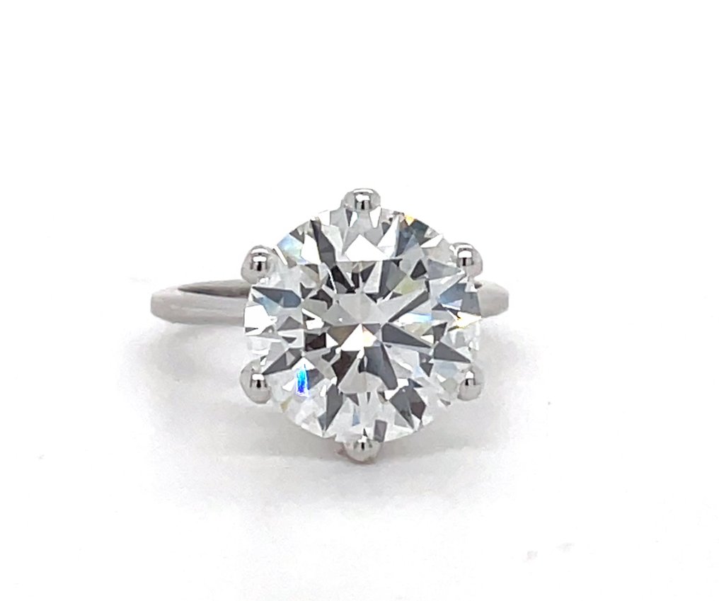 沒有保留價 - 訂婚戒指 - 14 克拉 白金 -  6.02ct. tw. 鉆石 (實驗室培育) - 6.02克拉 Tiffany 风格 rng #4.3