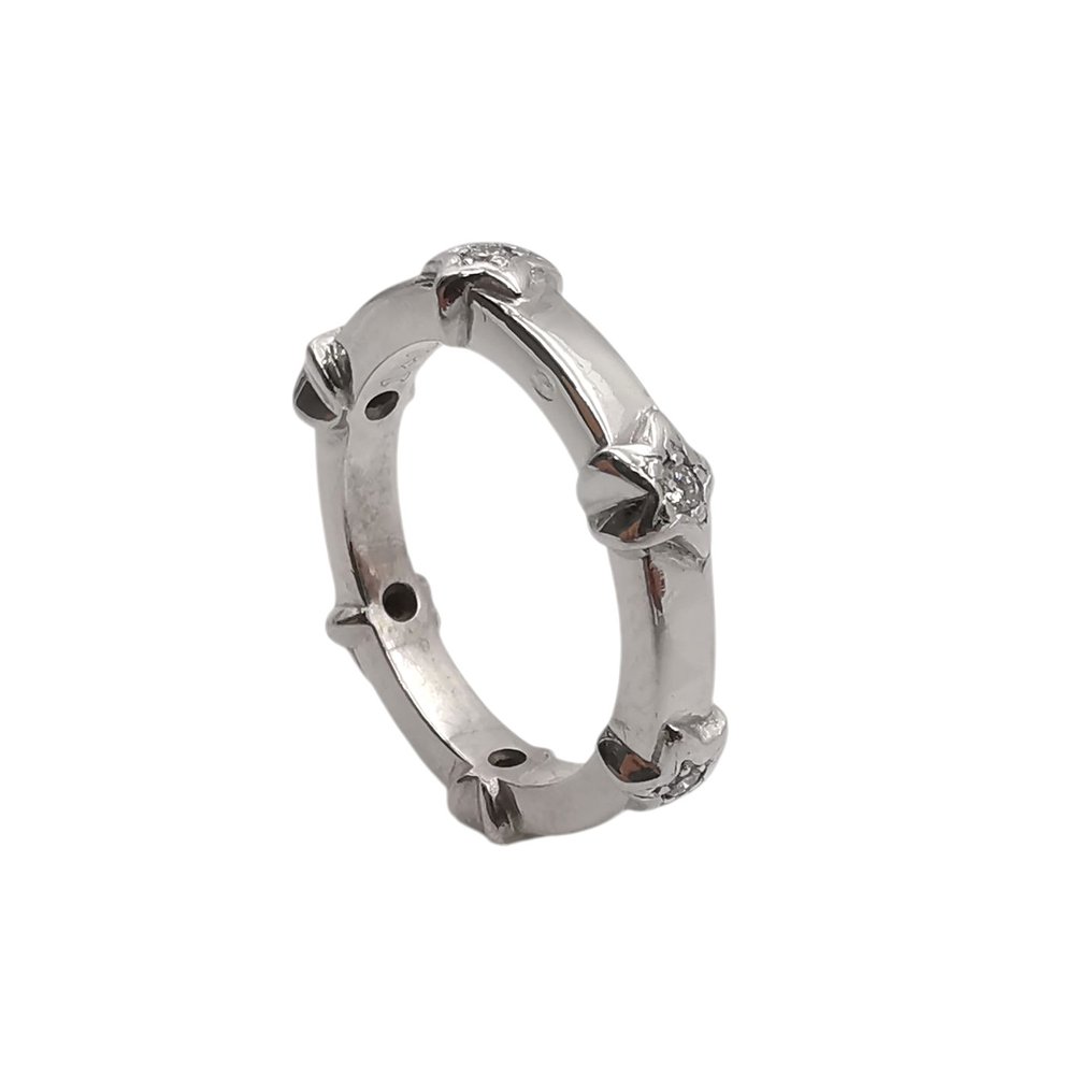 戒指 - 18 克拉 白金 - 0.18ct. tw. 鉆石 (天然) #4.3