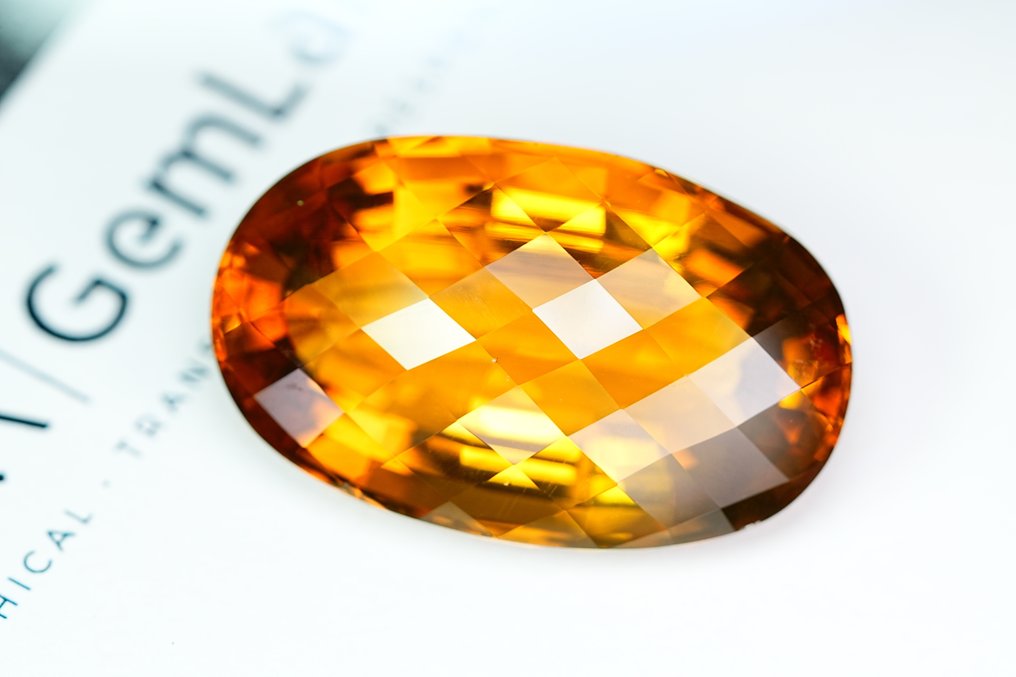 Zonder Minimumprijs Geel Citrien - 88.01 ct - nternational Colored Gemstone Association (ICA GemLab) - Onbehandelde Madeira Citrine #2.1