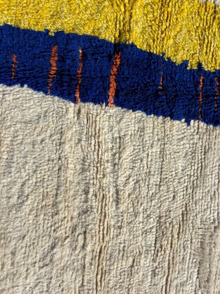 Moroccan Beni Ourain white wool rug with colorful lines - Berber Moroccan modern carpet - Moroccan - Carpet - 290 cm - 200 cm - Handwoven Wool Rug #4.3