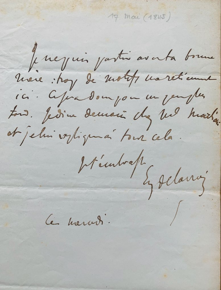 Eugène Delacroix - Lettre de Delacroix à Maurice Sand évoquant George Sand - 1843 #1.0