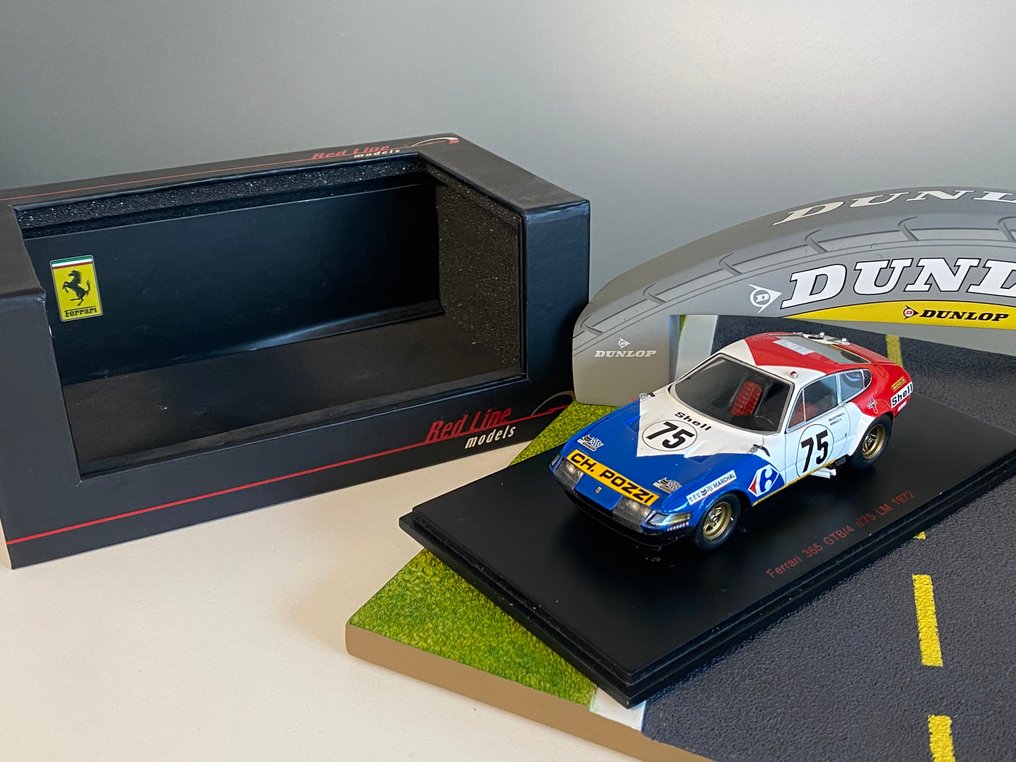 Red Line 1:43 - Model car - Ferrari 365 GTB/4 #75 Team Charles Pozzi 24H00 Le Mans 1972 - Migault/Rouveyran - Superb numbered collector's model, 201 out of 500 models worldwide! NO RESERVE. #1.0