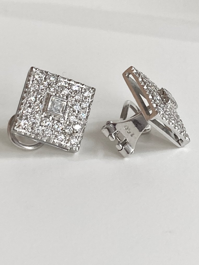 Boucles d'oreilles - 18 carats Or blanc - 0.85ct. tw. Diamant (Naturelle) - Diamant #1.0