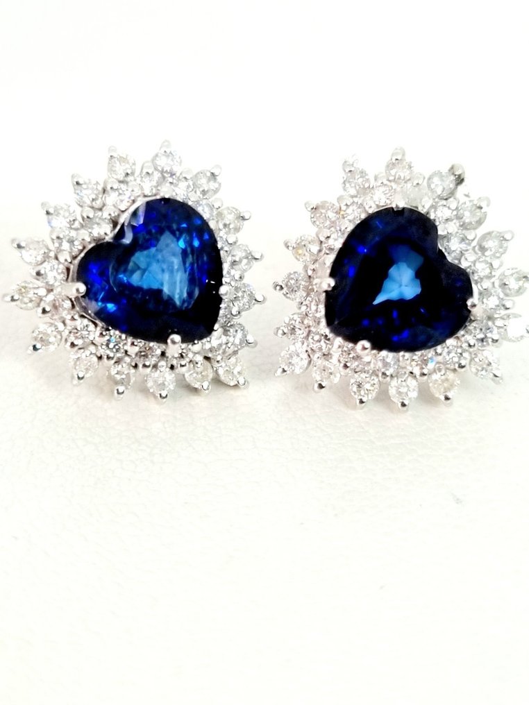 Σκουλαρίκια - 18 καράτια Λευκός χρυσός Ζαφείρι - Διαμάντι #1.0