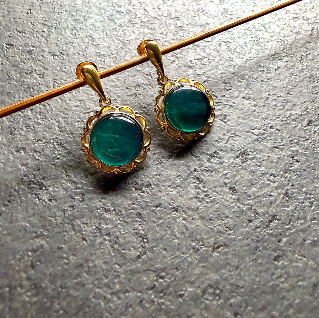 Naturlige baltiske ravøreringer i sterling sølv. - Rav - Succinite / fossilized pine tree resin #3.2