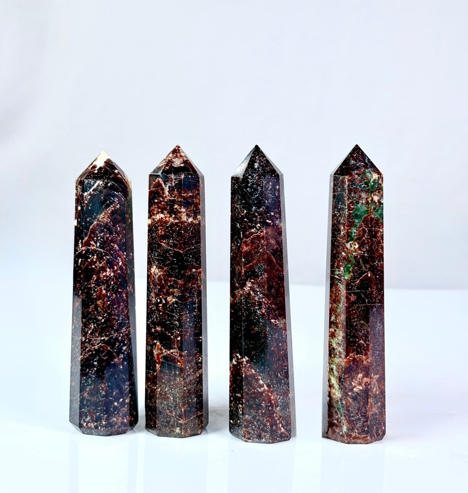 Κόκκινο Κρύσταλλο Γαρνίτης - Τραπέζι ή Διακόσμηση Εσωτερικού Χώρου - Πύργοι Οβελίσκος - Ύψος: 100 mm - Πλάτος: 24 mm- 489 g - (4) #1.0