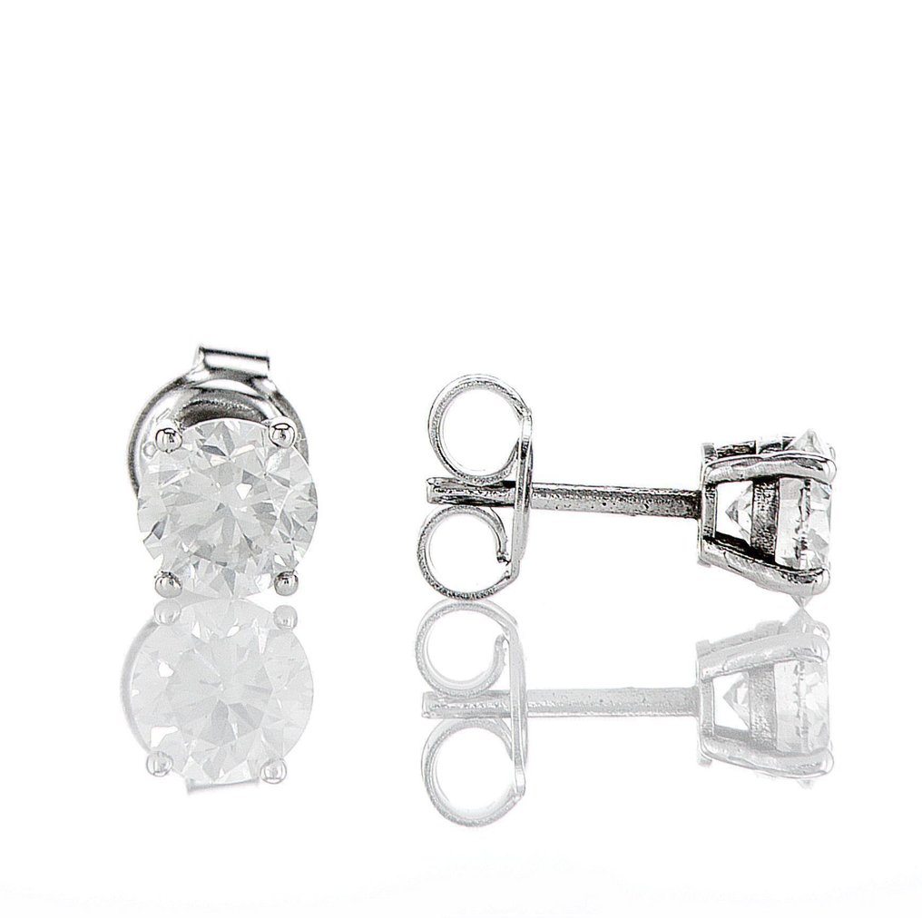 没有保留价 - 耳环 - 14K包金 白金 -  0.87ct. tw. 钻石 (天然) - ME-G 颜色 SI2-SI3 #1.0