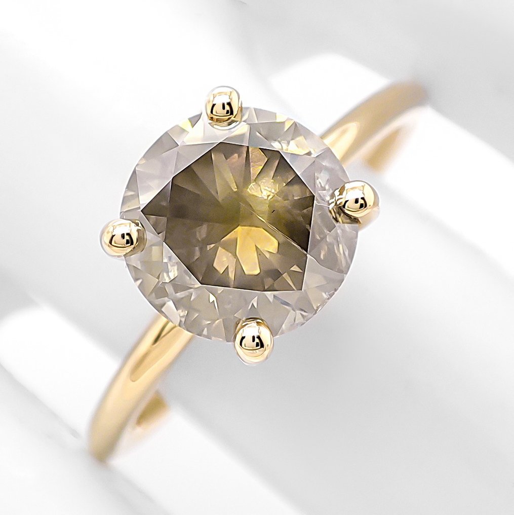 Nincs minimálár - Gyűrű - 14 kt. Sárga arany - 2.35ct. tw. Gyémánt (Természetes színű) - IGI Certificate #1.0