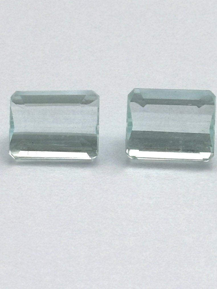 2 pcs Μπλε Ακουαμαρίνης - 6.89 ct - Instituto Gemólogico Español (IGE) #1.0