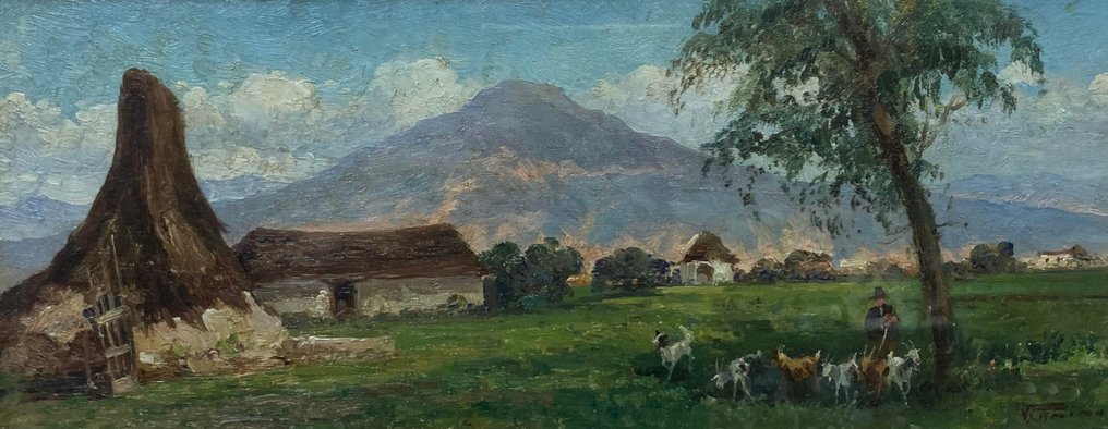 Vincenzo Canino (1892-1978) - Caprette al pascolo, campagna laziale #1.0